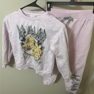 Pink Leopard Kids sweatpants and pullover Set